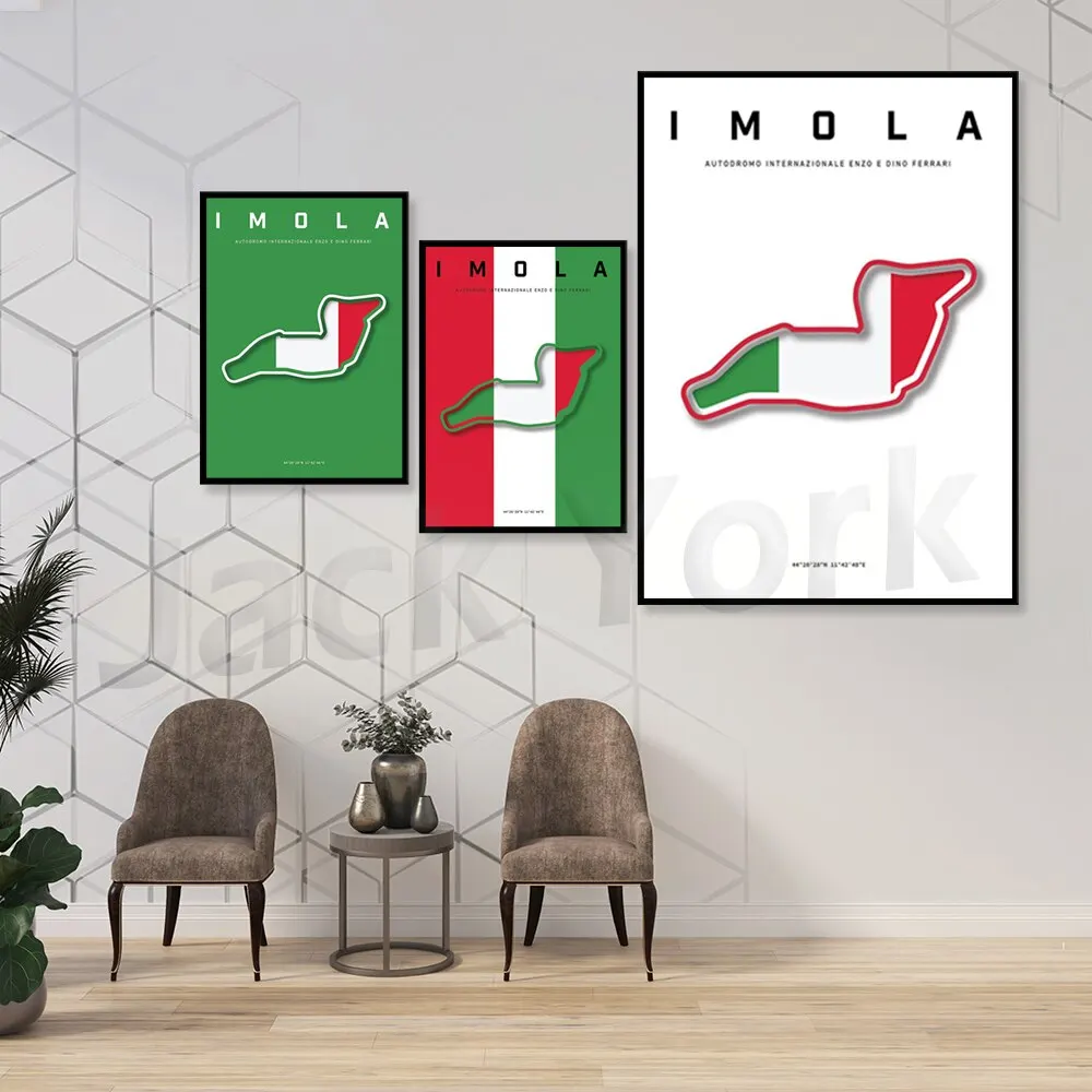 ملصق دائرة Grand Prix Imola Italy عالي الجودة مطبوع عليه ديكور جداري مثالي لمكتب غرفة المعيشة أو رجل كهف رياضة السيارات