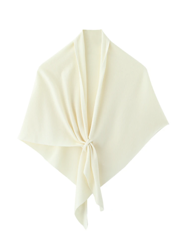 100% Pure Wool Trend Triangle Shawl Scarf Large Wrap Fastener Lightweight Women Knitted Accessories Cape Soft Warm Cappa Cozy