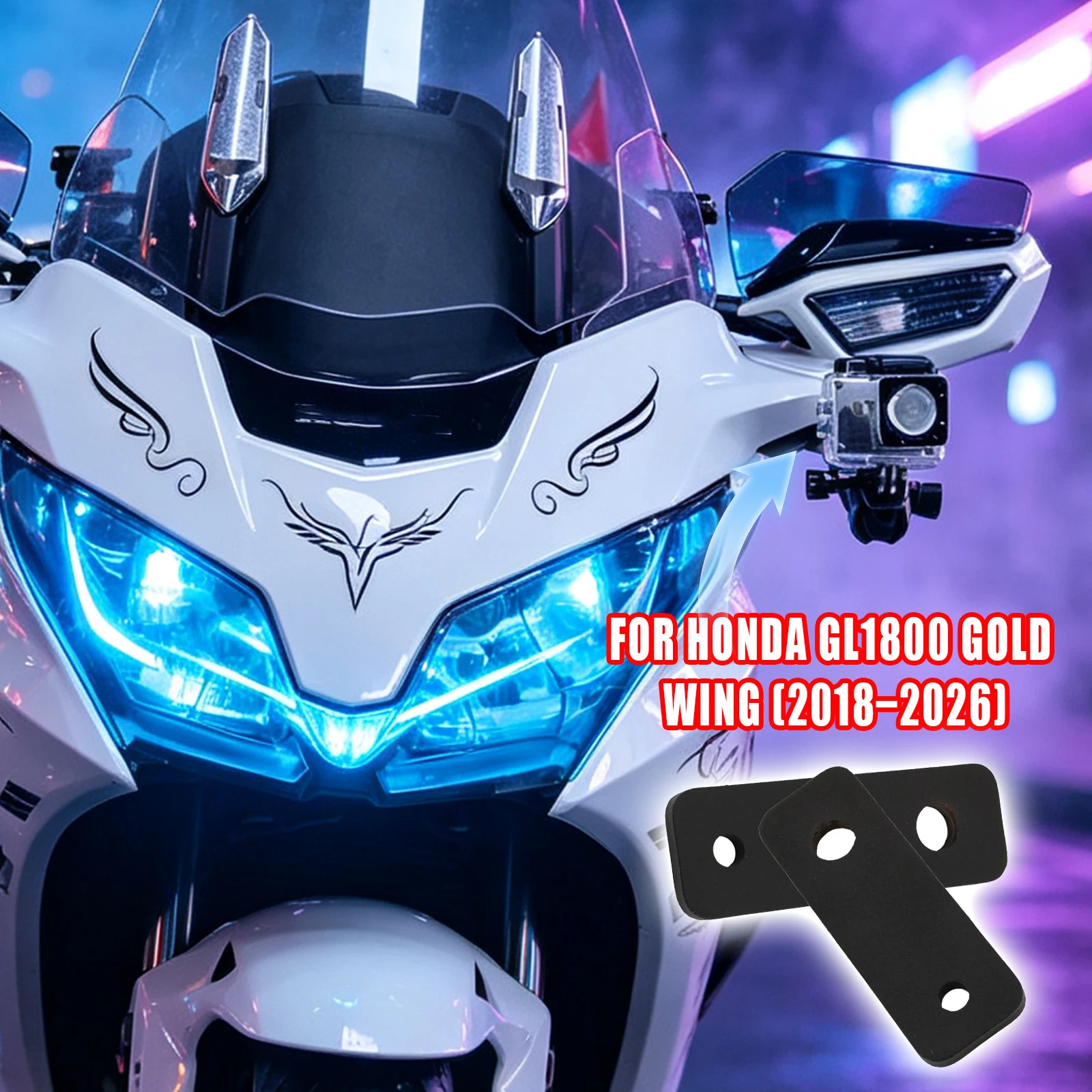 For Honda Goldwing GL1800 2018-2026 2019 2021 Motorcycle LED Auxiliary Fog Lights Brackets Spotlight Bracket Sports Camera Stand