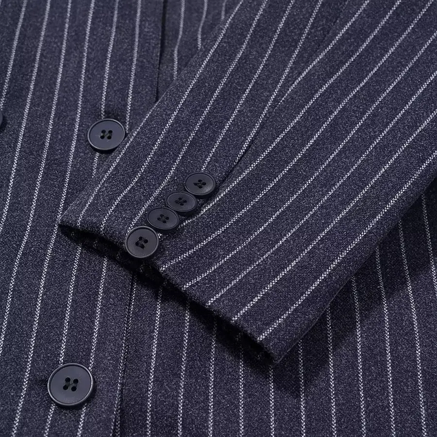 DiYiG WOMAN 2025 Winter New Fashion Striped Long Woolen Coat Retro Long Sleeve Joker Button Decoration Slim Fit Coat Outerwear