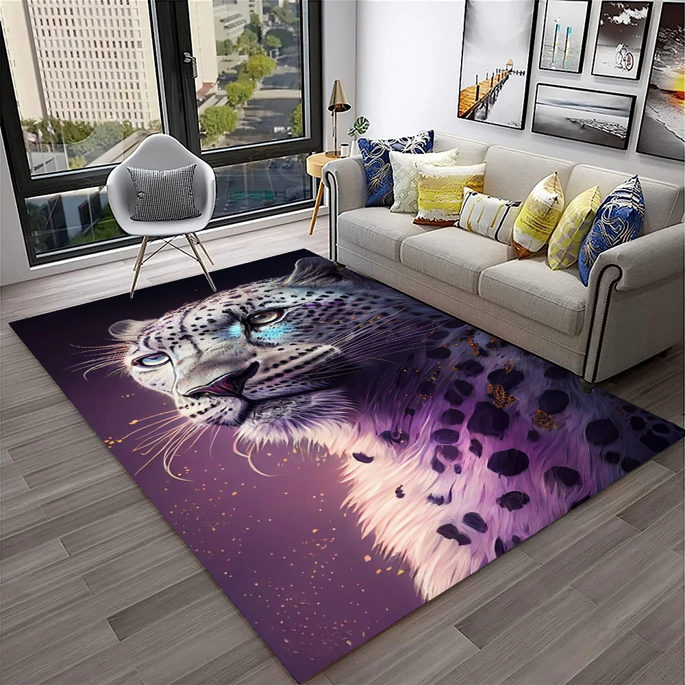 Leopard Cheetah Animals Cartoon Carpet Rug for Home Living Room Bedroom Sofa Doormat Decor,Kid Play Area Rug Non-slip Floor Mat