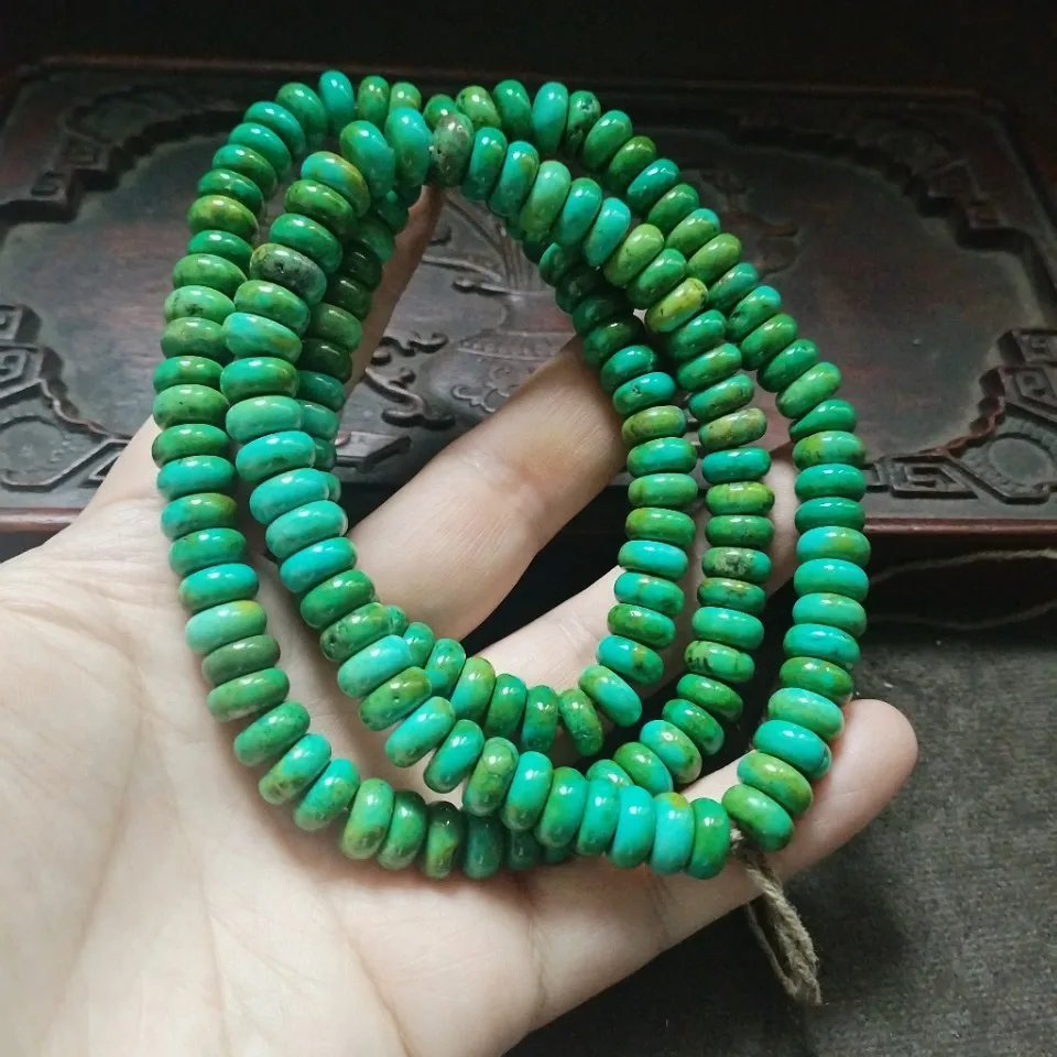 

Vintage Turquoise Flat Disc Heishi Beads Green Stone Spacer Loose Beads DIY Bracelet Necklace Jewelry Making Supplies