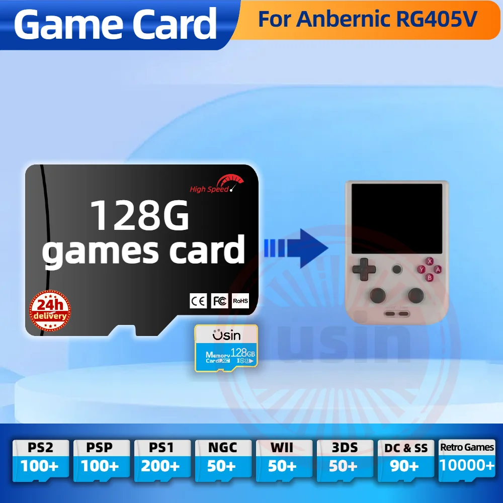 Game Card For Anbernic RG405V RG406V RGCUBE TF Retro Games PS2 PSP PS1 Android portable Handheld Gaming SD Card High Speed 128G