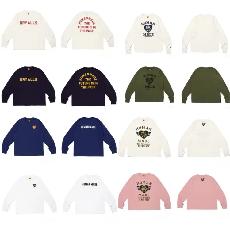 Human Made Retro Cute Graphic Heavy Cotton Long Sleeve T-Shirt Classic American Casual Unisex