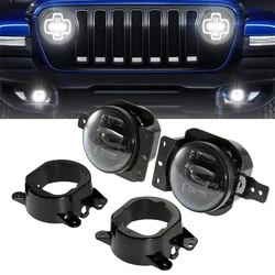 60W LED Fog Lights DRL with Harness Mounting Bracket 6000K 1200LM for Jeep Wrangler JL 2018-2022 IP65 Waterproof