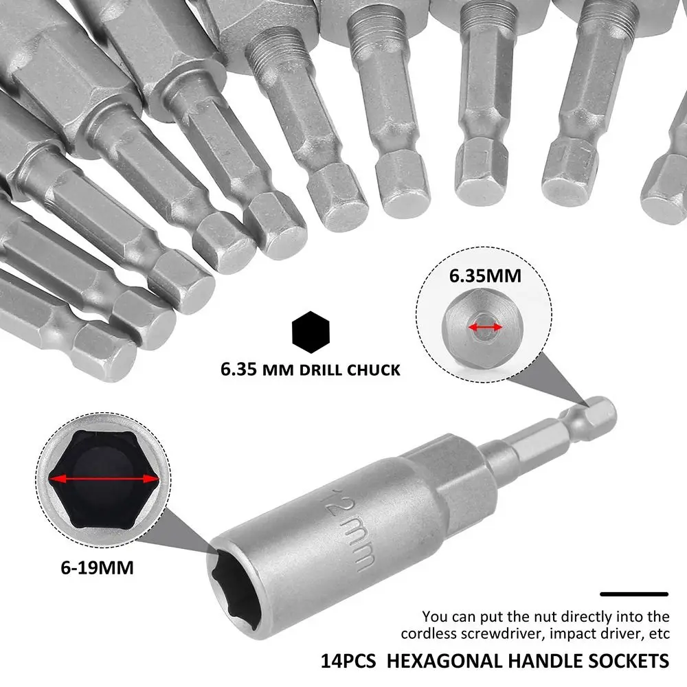 1Pcs Drive Socket Hex Socket Magnetic Nut Screwdriver 1/4