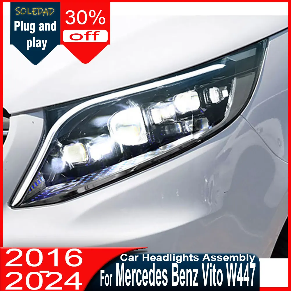 

Автомобильные фары для Mercedes-Benz Vito W447 2016-2024: Обновленный стиль, комплект фар с линзами-проекторами, аксессуары