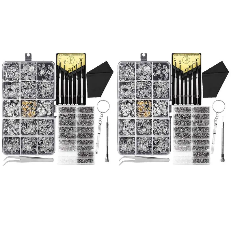 

Комплект для ремонта очков и солнцезащитных очков TEXU, комплект винтов для очков и носоупоров с 12-мя отвертками и 6-комп. инструментов для очков