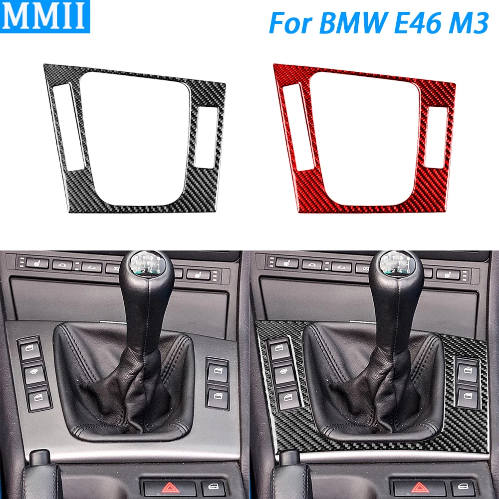 

For BMW 3 Series E46 M3 1998-06 Real Carbon Fiber Gear Shift Panel Decorative Cover Car Interior Decoration Accessories Sticker