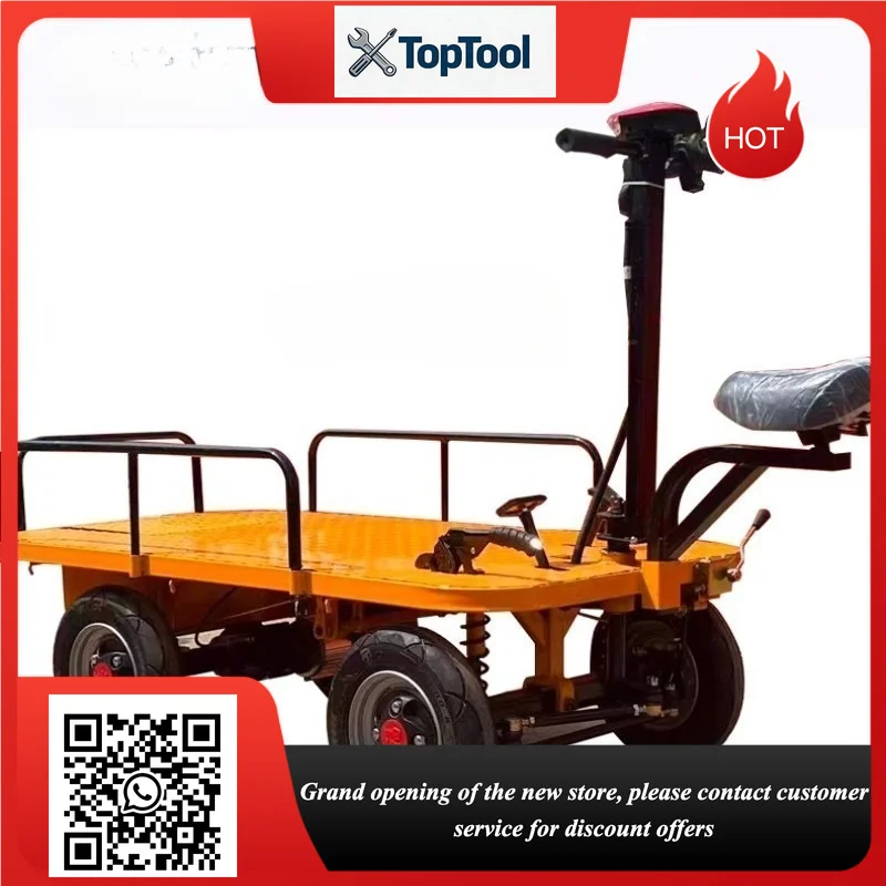 electric hand push flatbed truck four-wheel handling and transportation load pulling loading for construction site