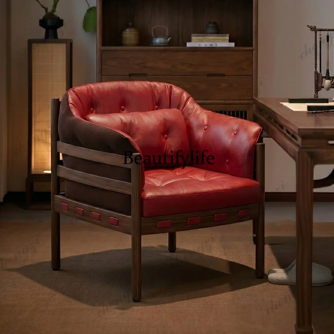 C178Medieval hunting chair tea room leisure master chair old money retro tea   living room balcony single sofa chair