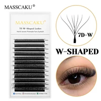 MASSCAKU, alta calidad, tejido a mano, fácil abanico, pestañas de trébol W, cinta esponjosa, estilo W, ventiladores de volumen prefabricados, pestañas fáciles de operar