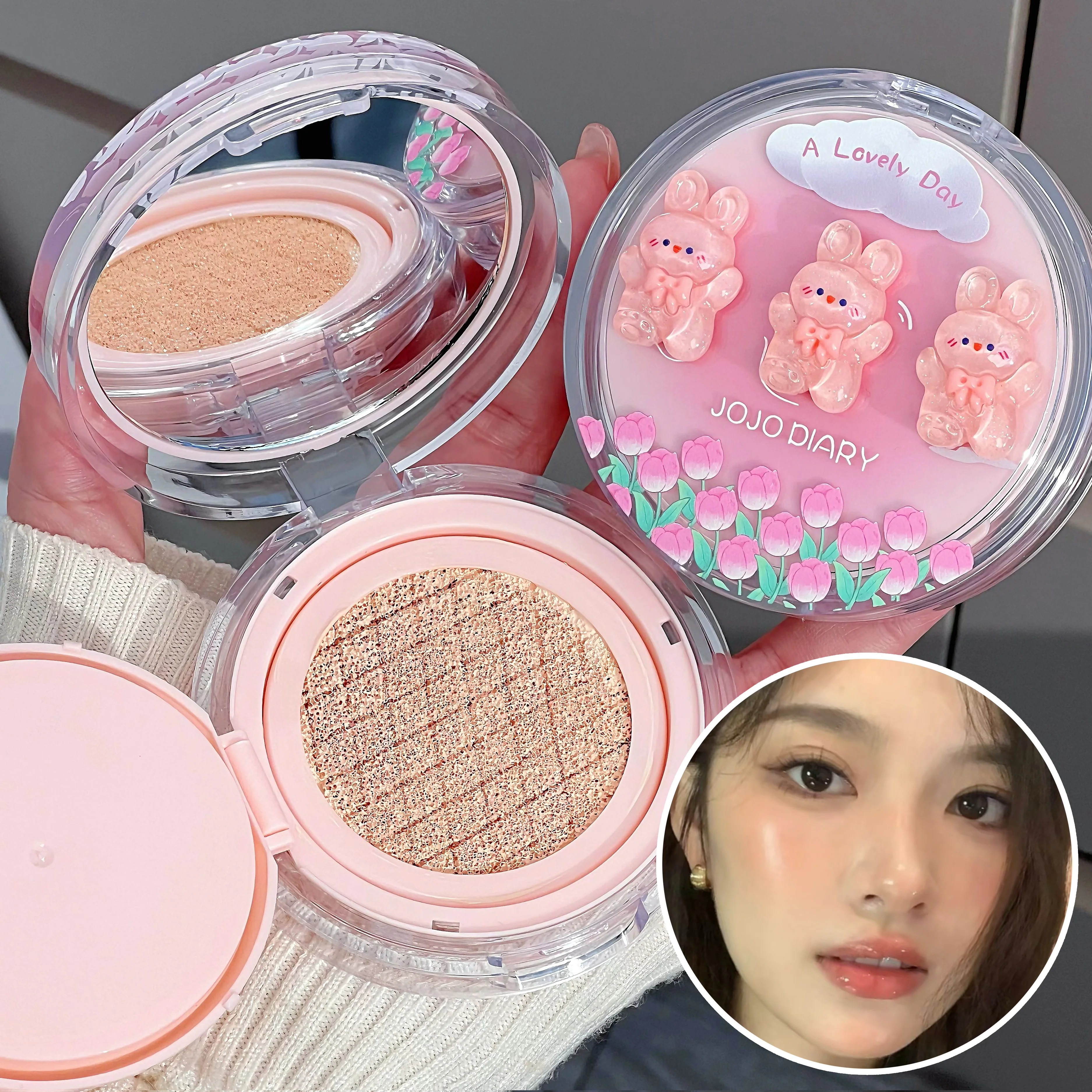 คอนซีลเลอร์บีบีครีมคุชชั่นเนื้อเนียนนุ่ม ชุ่มชื้น ติดทนนาน กันน้ำ ปกปิดดีเยี่ยม ให้ผิวเนียนกระจ่างใส ยี่ห้อโจโจ้ ไดอารี่