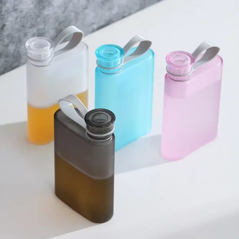 Outdoor Sport Portable Leakproof Clear Drinks Kettle A5 Paper Cup Botlte Flat Water Bottle Creative Matte Square Notebook Botlte