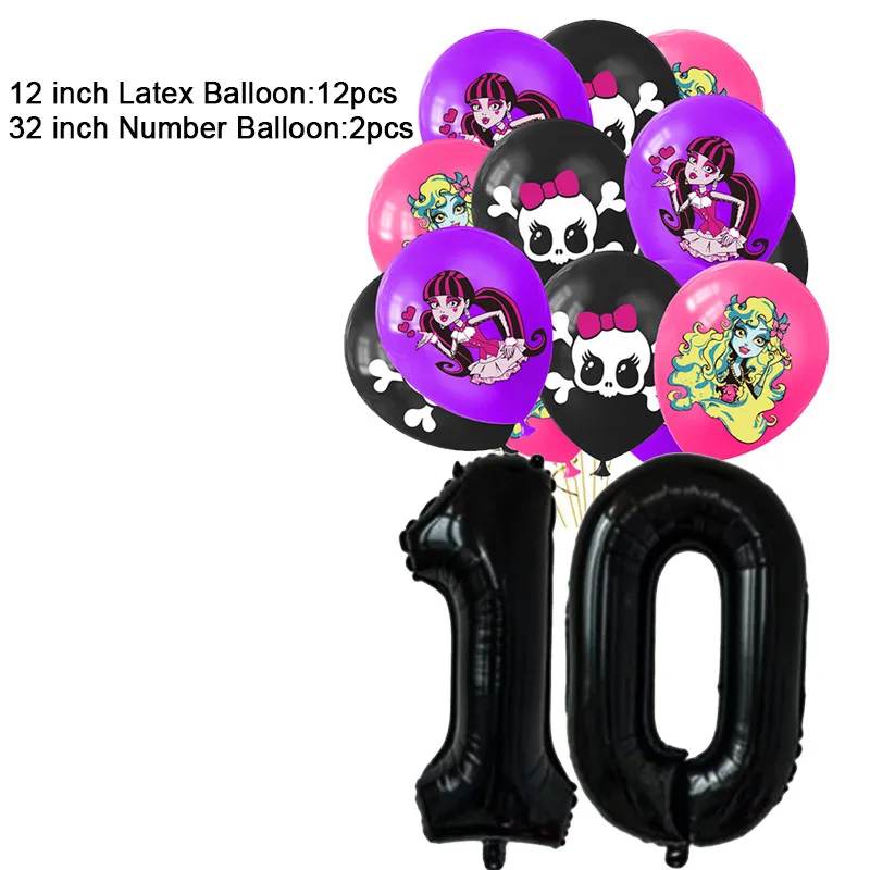 Monster Spirit High School Doll Theme Birthday Party Decorative Disposable Tableware Background Balloon Baby Shower Girl Gift