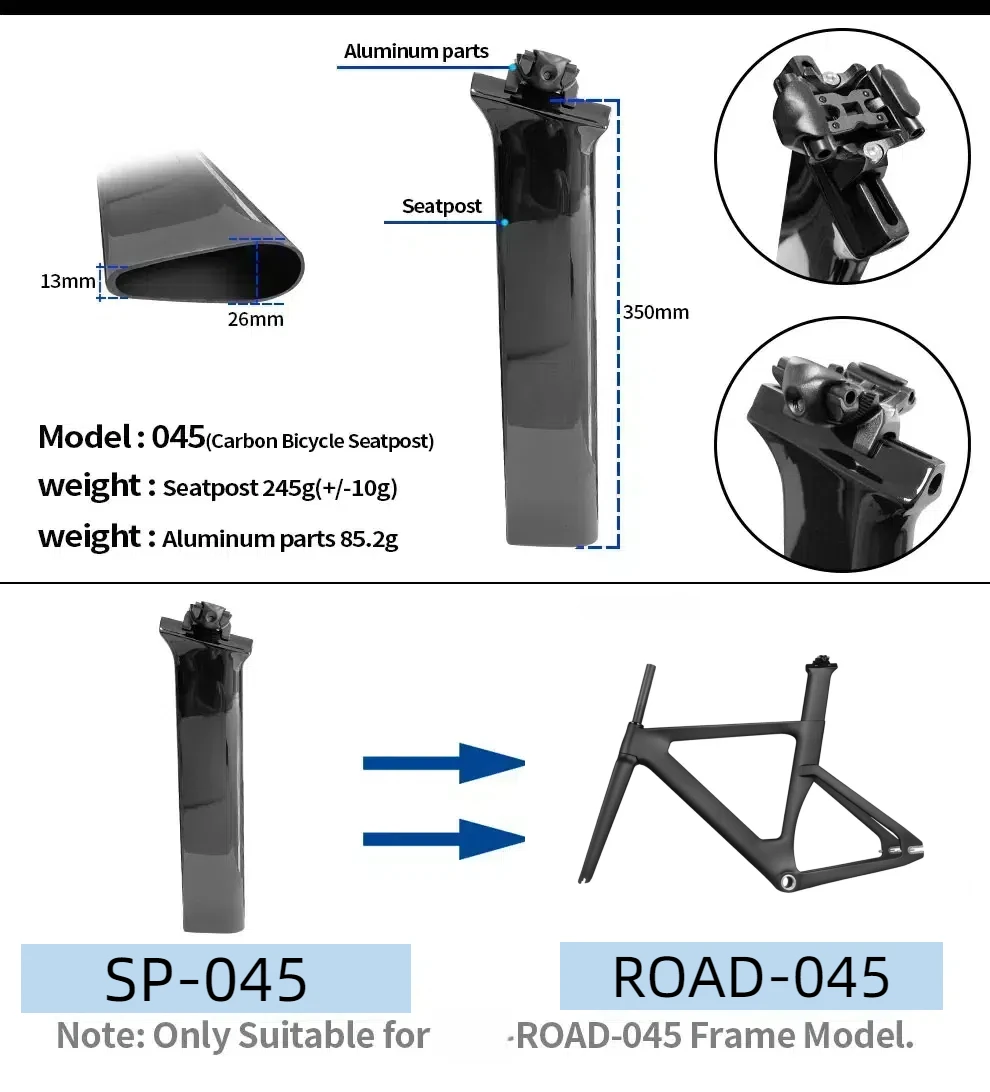 Carbon fiber Mountain bike Road bike Seat post 7x7 or 7x9mm Seat Post Seat Tube  Mountain Bicycle Parts