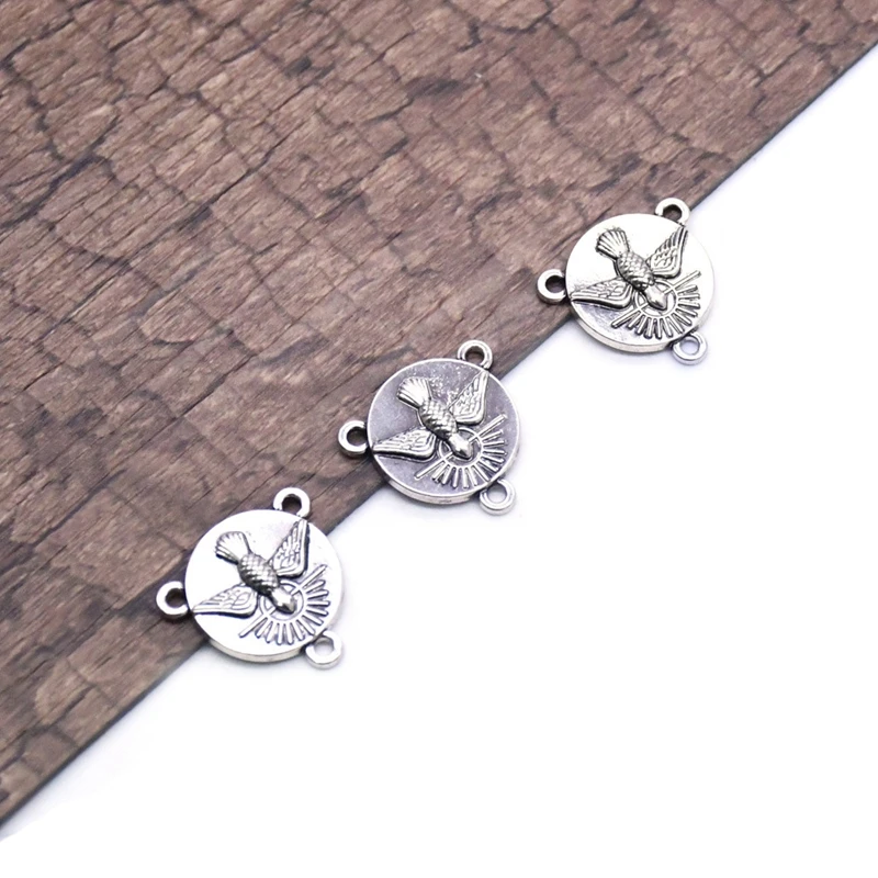 Ancient Peace Dove Triangle Rosary Necklace Connectors Accessories Three Holes DIY Religious  Jewelry view 4