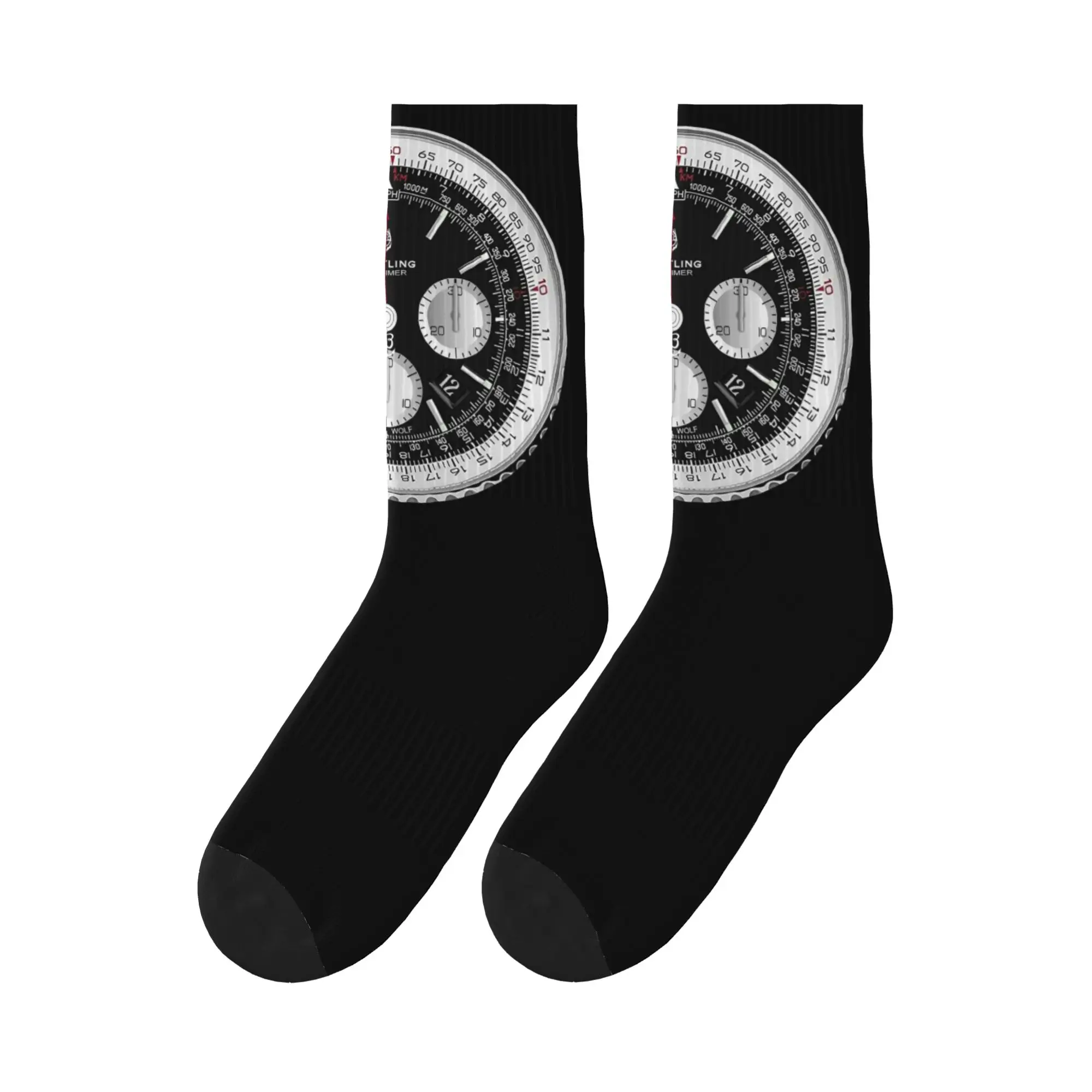 

Black Luxury Watch Face Sports Socks Sweat Absorbing Stockings All Season Long Socks for Unisex Gifts