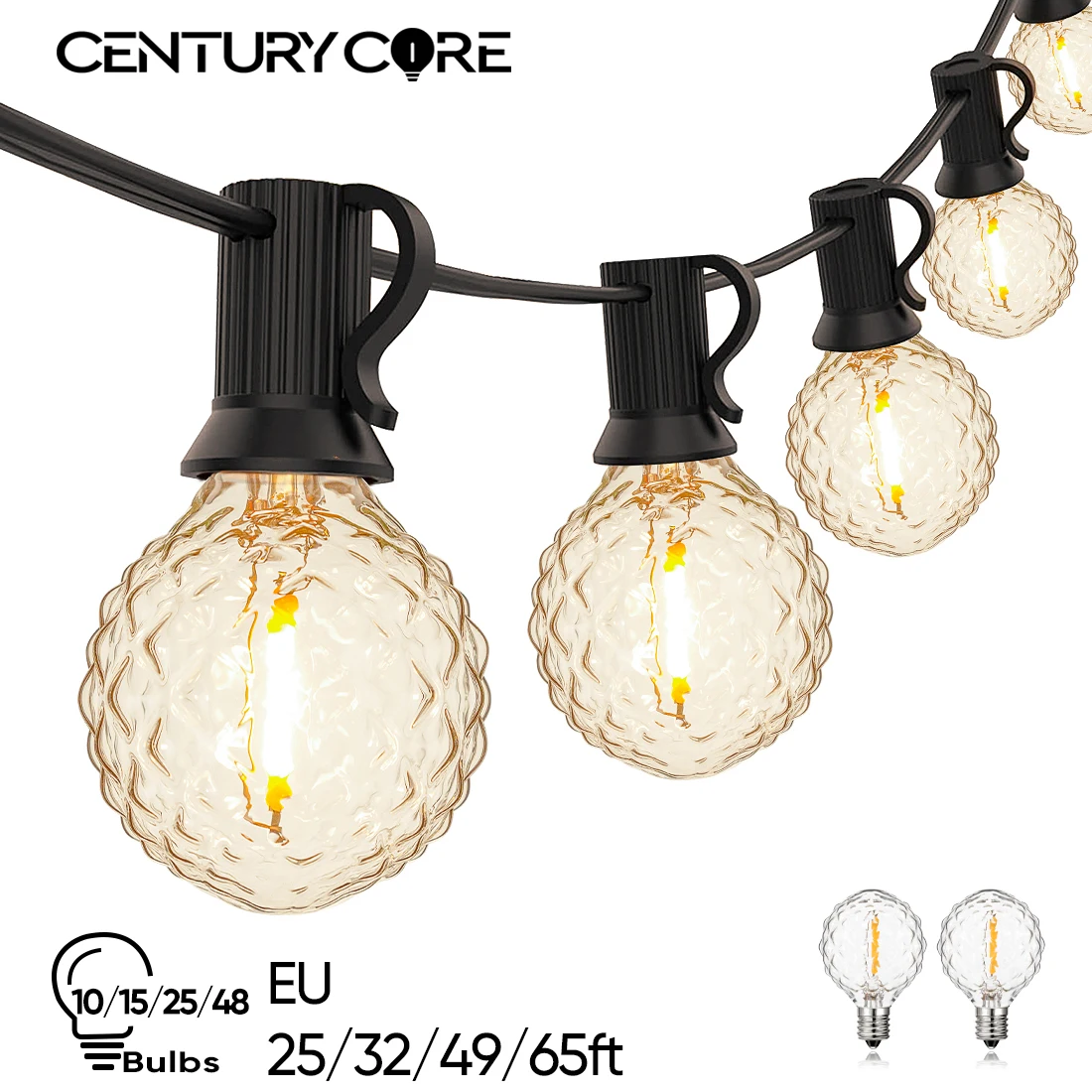 Retro G40 rua guirlanda luzes, lâmpada LED UE, E12 impermeável, IP44, ao ar livre, conectável, decoração do jardim, Natal, 220V