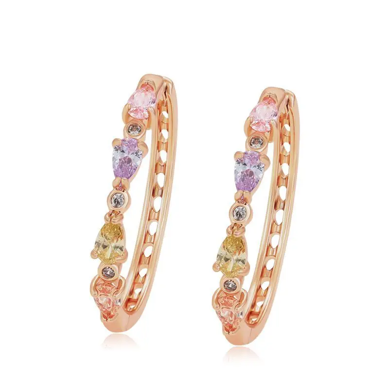 Wholesale--- XP Big Multicolor Zircon Hoop Earrings for Women Fashion Jewelry Gold Plated