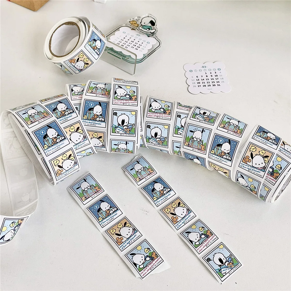 200pcs Kawaii Sanrio Pochacco Sticker Travel Scene Hand Account Diy Goo Card Decoration Sticker Cute Cartoon Seal Sticker