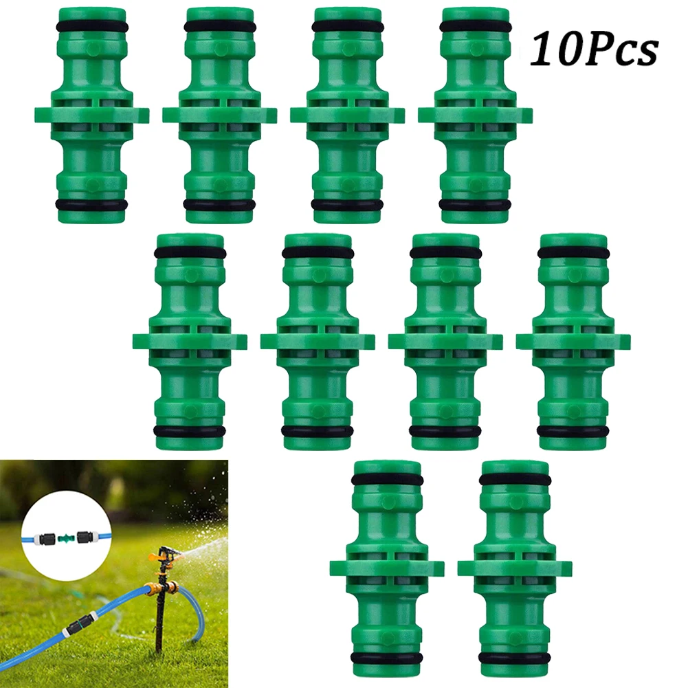 10 Pcs Hose Pipe Connector Double Male Plastic Quick Fix Click On Rubber O Ring For Garden Watering Hose Connecting Adapter