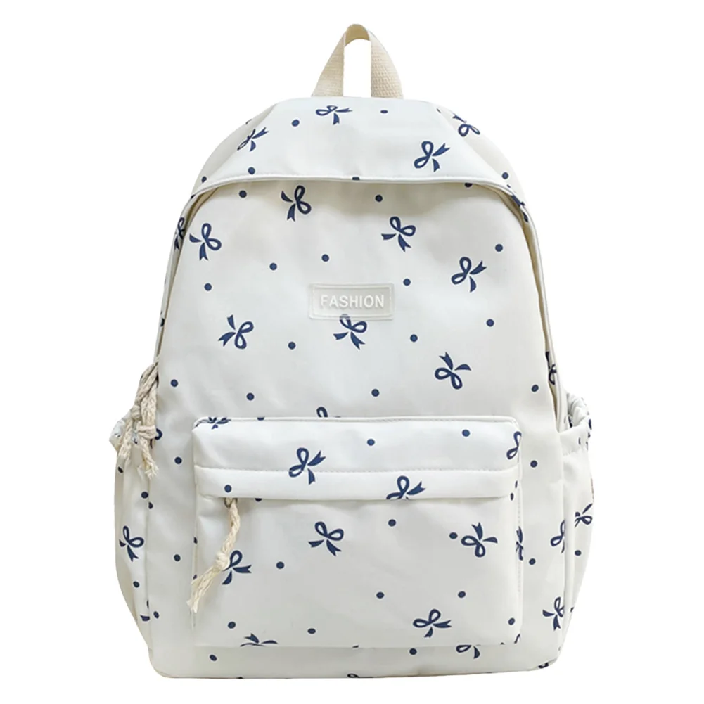 المرأة Bowknot حقيبة الظهر حقيبة مدرسية عادية طالب لطيف حقيبة الظهر الأزهار طباعة سعة كبيرة حقيبة مدرسية السفر حقيبة كتف للكمبيوتر المحمول