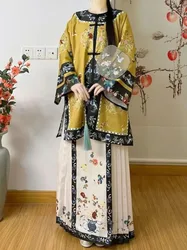 2 Piece Sets Women Chinese Traditional Clothes Hanfu Qing Dynasty Qipao Robe + Horse Face Skirt Chinese Costumes for Women
