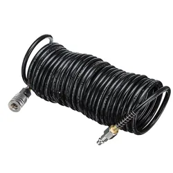 Weather and Abrasion Resistant Air Compressor Hose Quick Coupler, PE Pneumatic Adapter Inflating Coil, 25FT Length