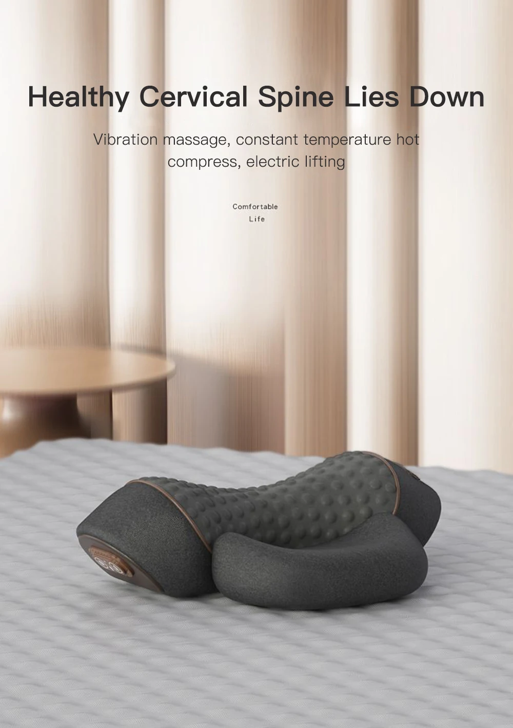 Electric Neck Massager Cervical Pillow Hot Compress Vibration Massage Neck Traction Relax Pillow Spine Support Massager Pillow