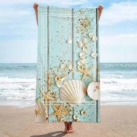 Ocean and shell print Printed cartoon decorative beach towel 1 piece Microfiber Soft absorbent and breathable c'ni
