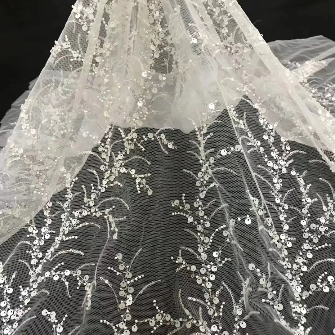 

Crystal Sequin Lace Embroidered Mesh, European Fashion, High-end Wedding Dress, Tulle, Bead Tube, Exquisite, Heavy Industry, New