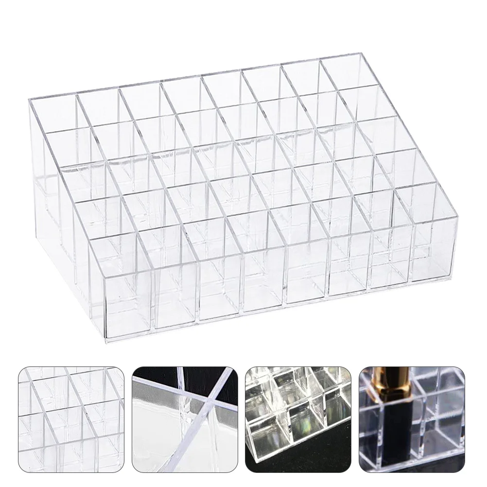 

40-Grid Transparent Lipstick Stand For Makeup Storage Nail Polish Rack Lip Gloss Organizer 40-Slot Container Holder