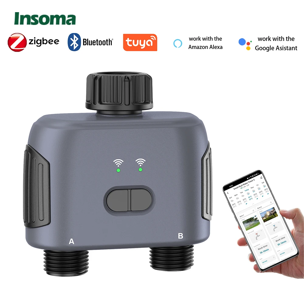 Insoma-Minuterie d'Eau existent à 2 Sorties, Système d'Irrigation de Jardin, Programmateur d'Arrosag