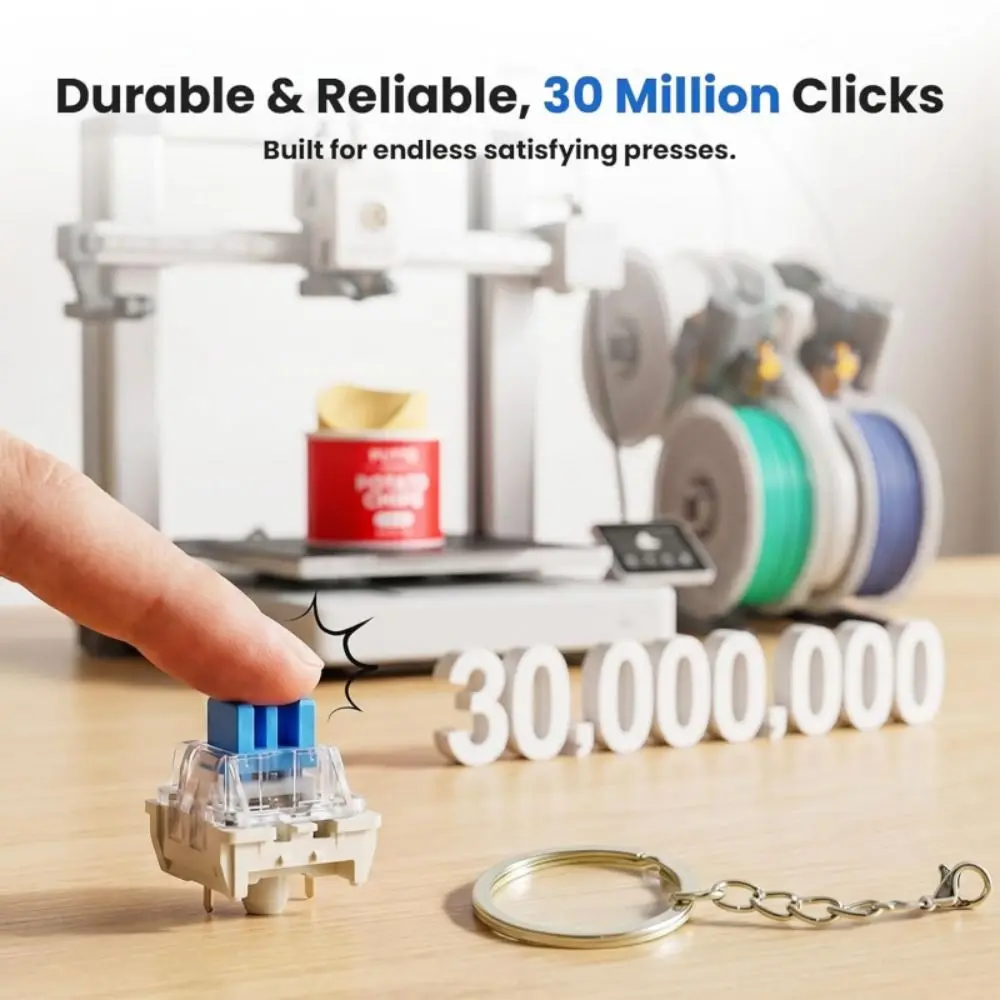 30/50PCS POM Keyboard Switch Tester Clicky Tactile Feedback Dustproof Blue Switch Fidget Keychain Replaceable Switches