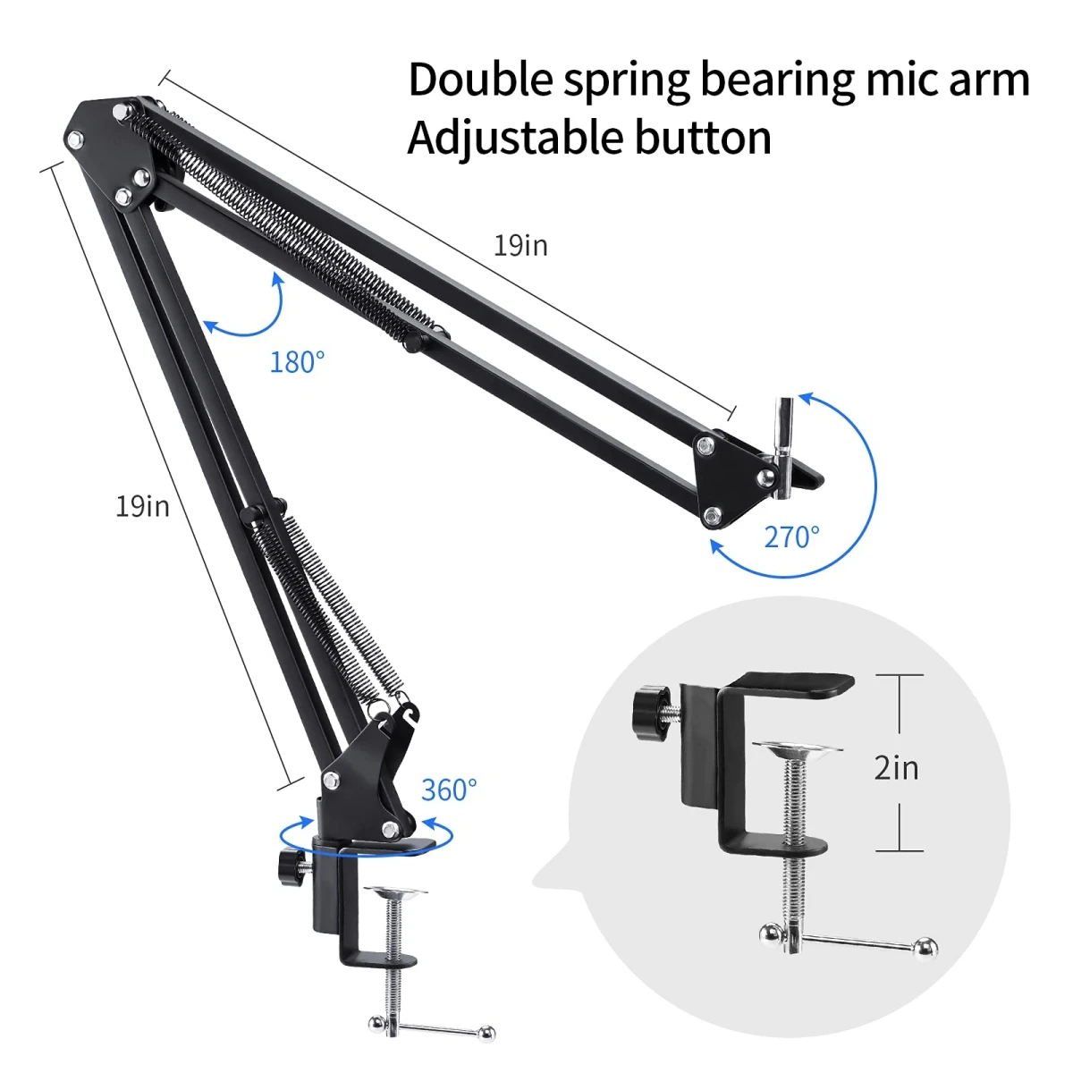 Microphone Studio Professional Live Broadcast Singing Recording Microphone Kits with Suspension Scissor Arm & Metal Shock Mount