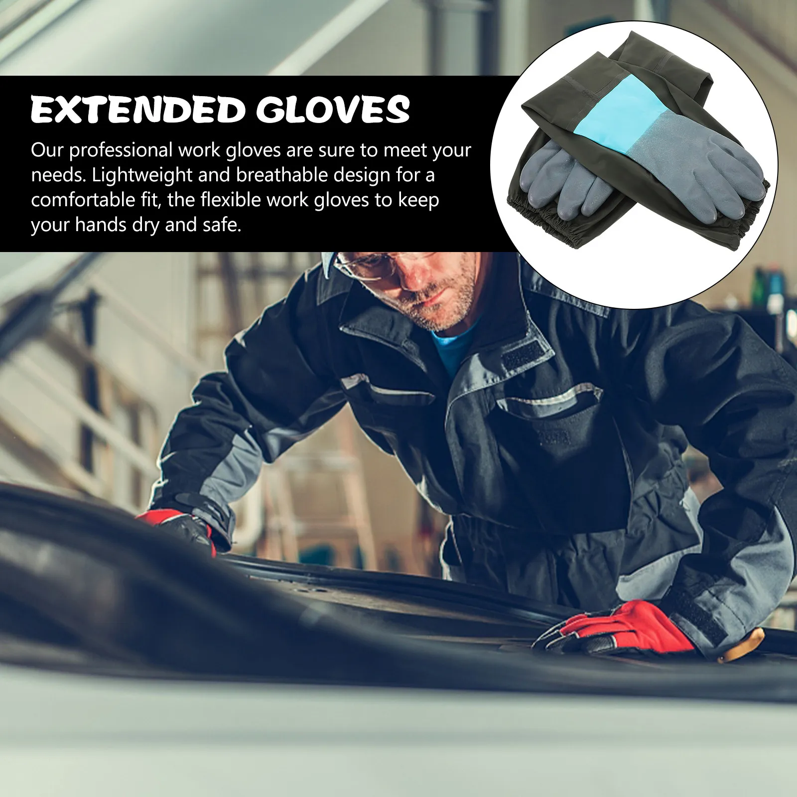 1Pair Anti-Puncture Waterproof Work Gloves Lightweight Breathable Flexible Safety Gloves for Industrial Cleaning Cooking Outdoor