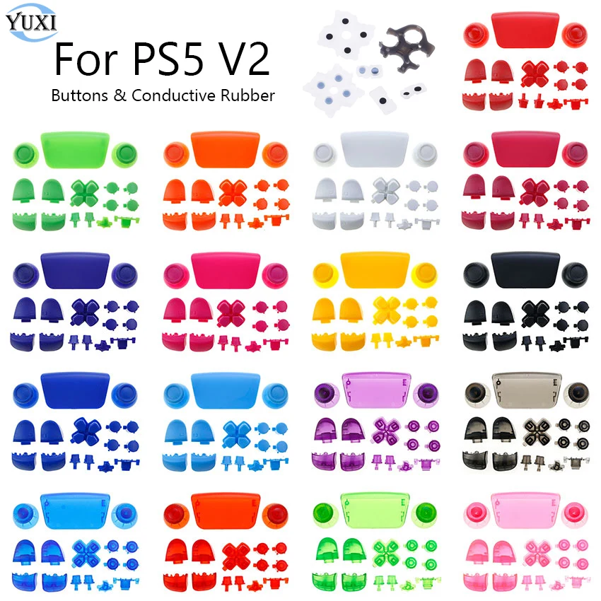 

YuXi For PS5 BDM-020 Controller L1 R1 L2 R2 Buttons Kit D-pad ABXY Button Replacement Part For PS5 V2 2.0 Conductive Rubber