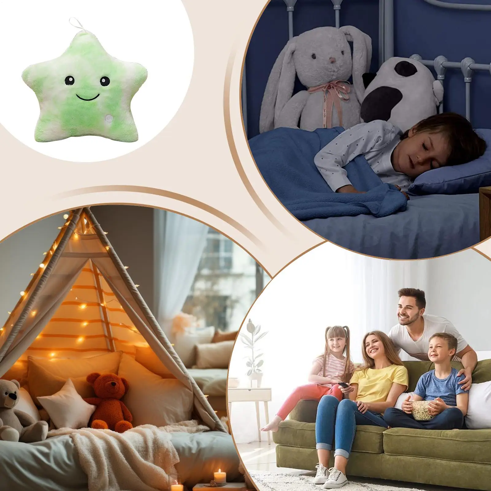 Illumina l'arredamento della stanza della stella della peluche Stella della peluche da 9 pollici Giocattolo di peluche colorato portatile per le ragazze dei ragazzi Notte che dorme Compleanno Natale