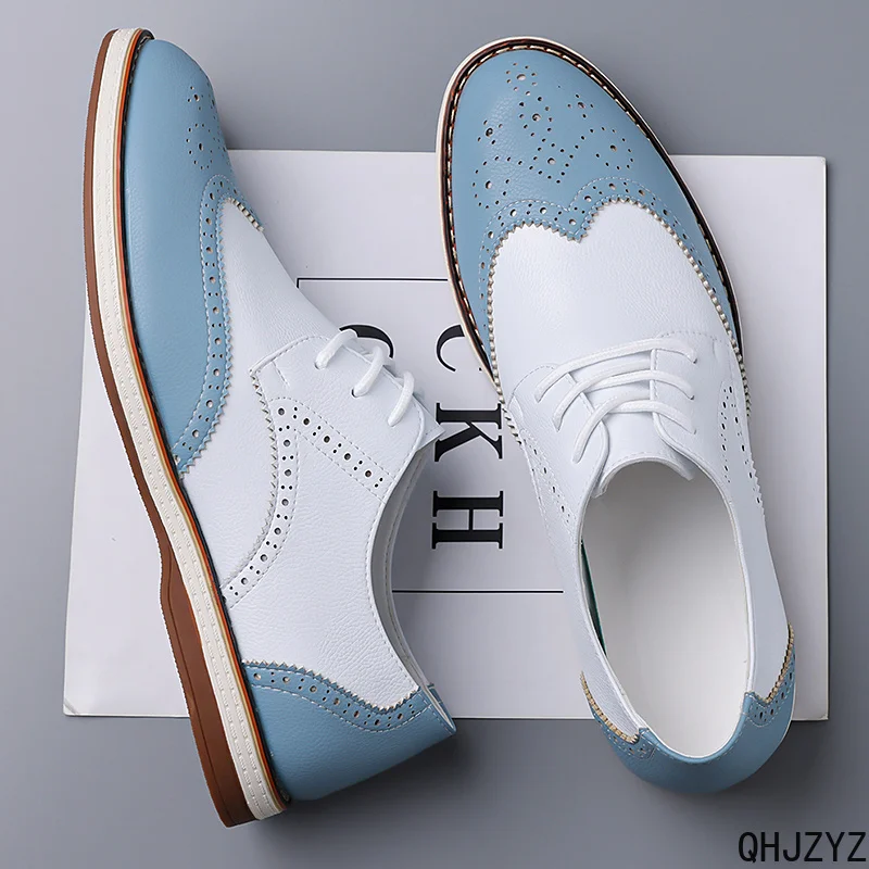 Genuine Leather Brogue Men Big Size Wedding Party Dress Shoes Italian Designer Male Driving Formal Shoes Lace Up Oxfords