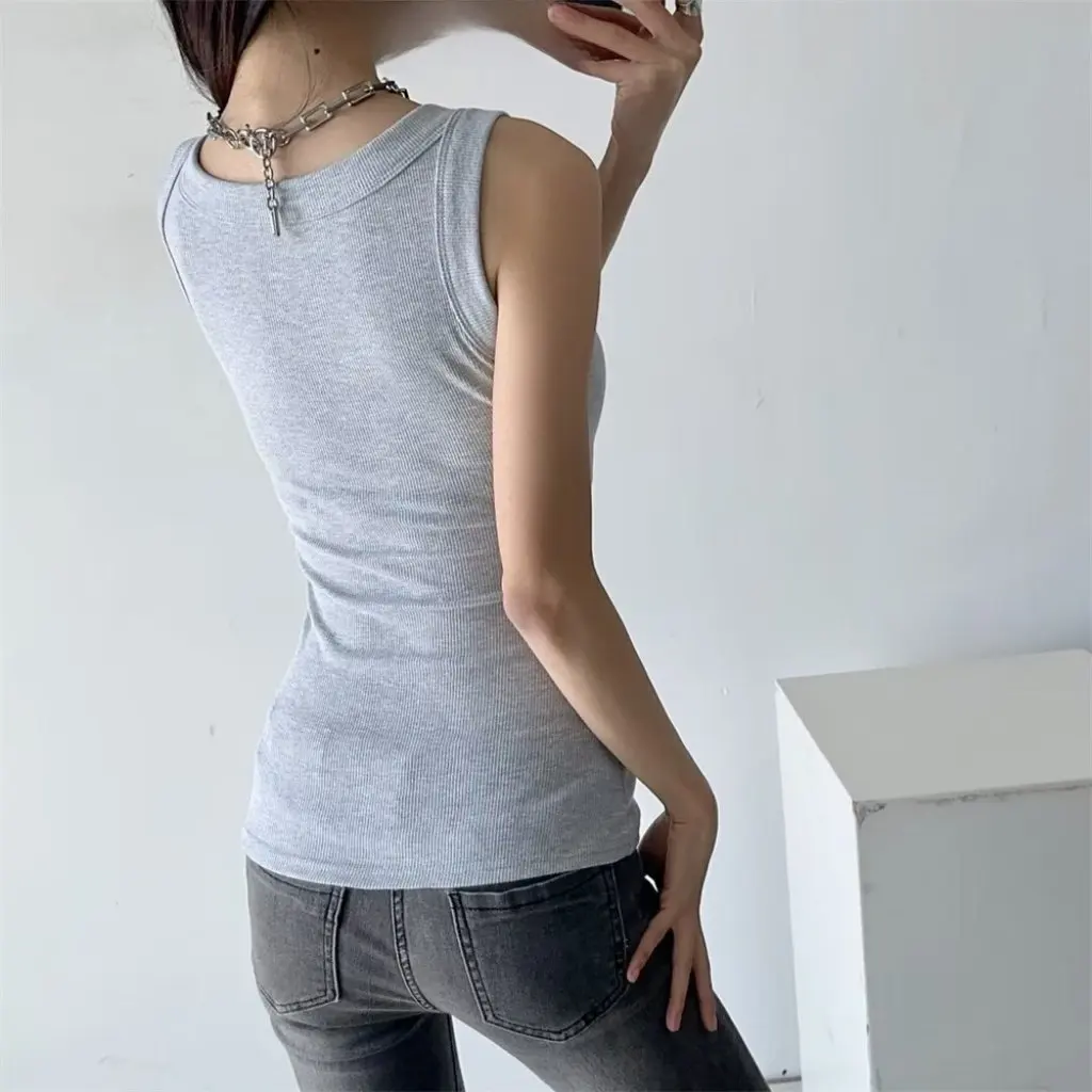 

YPFF Women's Trendy I-Shaped Vest Sleeveless Top Casual Home Wear Long Sling Hot Girl Style Travel Outer Bottoming