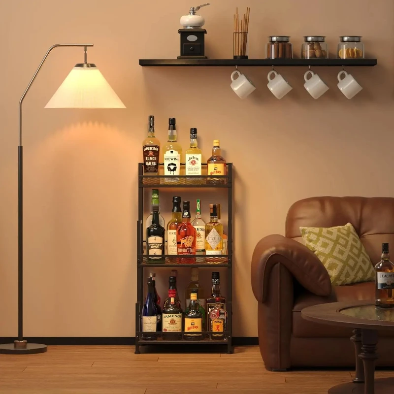 Cross-border three-layer wine bottle display rack shelf  family bar mini wine cabinet ladder wine