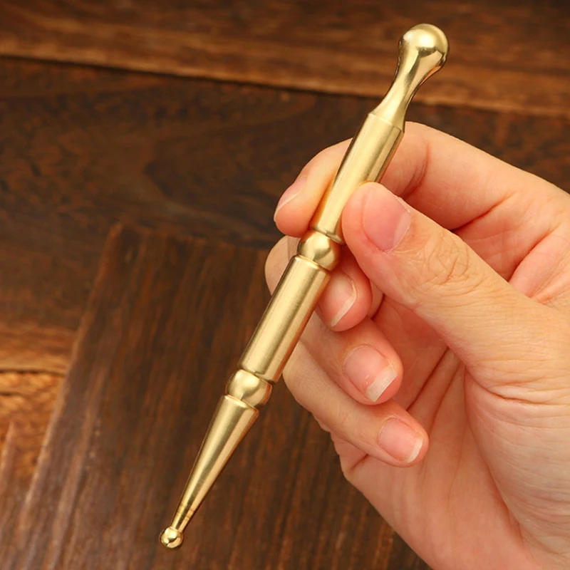 النحاس المزدوج رئيس الوجه عصا تدليك أداة العناية بالبشرة العلاج بالابر ملعقة يده الوخز بالإبر الأسطوانة الجسم مدلك تدليك بار