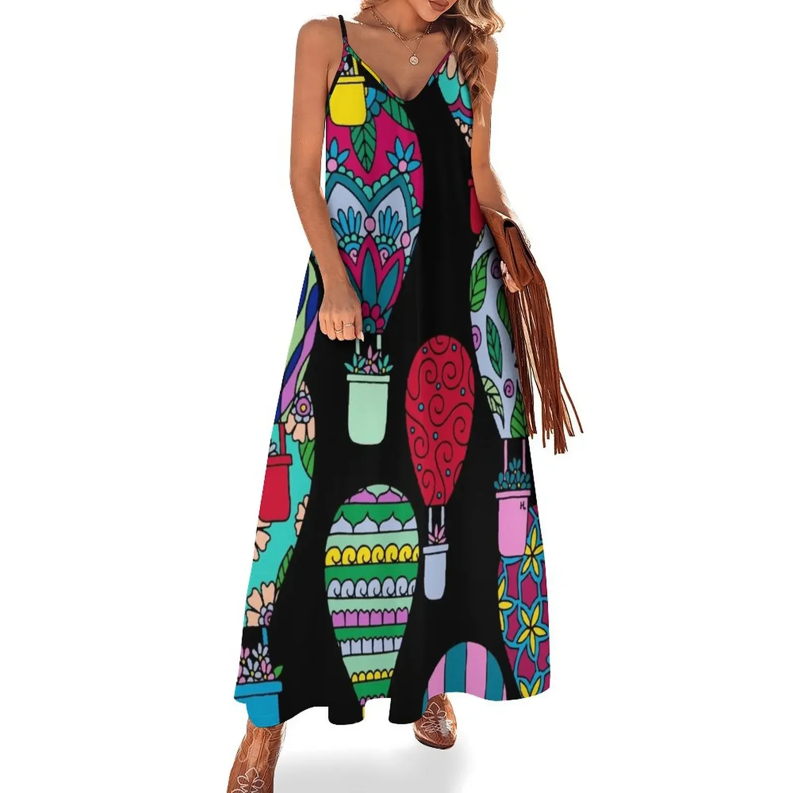 

Hot Air Balloons || Black Palette || Travel || Fly Sleeveless Dress luxury woman evening dress long dress women