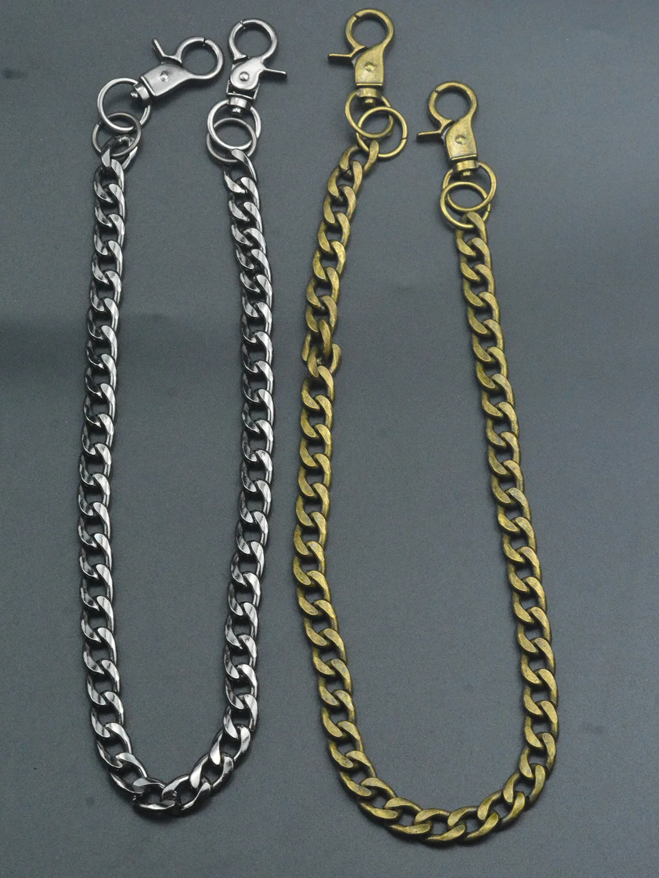22 inch Hip pop Gunmetal bronze Jeans biker Waist Chain Keychain  NK 10mm  Chain Dual Double swivel snap Belt  Hook Clips