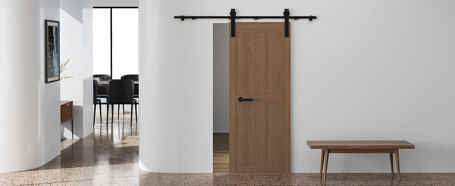 

Комплект фурнитуры для раздвижных дверей 6,6 футов, бесшумная направляющая с напольным креплением, J-образный кронштейн для дверей 36-40 дюймов, для использования внутри и вне помещений