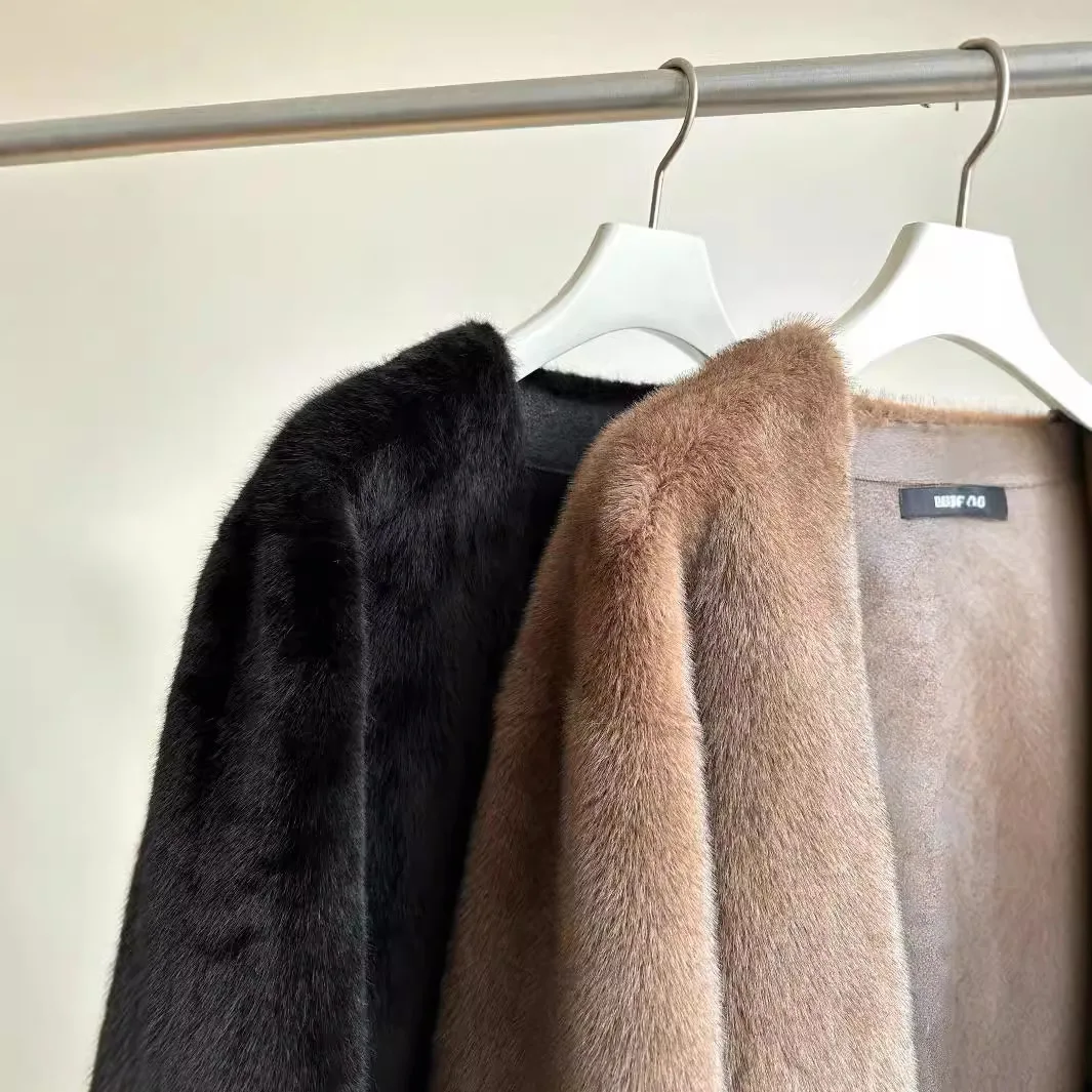 Faux Fur Coats Women Elegant Splice Jackets Short Coat Thick Warm Y2k Streetwear Work Outerwear 2025 Autumn Winter Overcoat