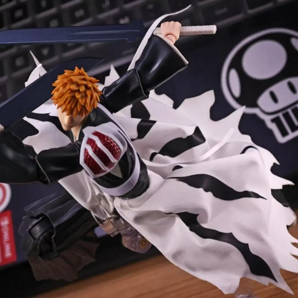BLEACH Anime Shf Kurosaki Ichigo Handmade Clothes Clothes Built In Iron Wire for Styling Suitable for 1/12 Movable Humanoid Toys