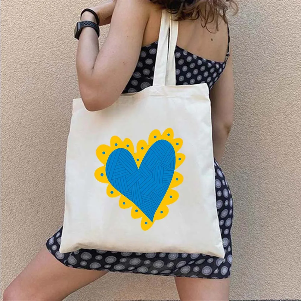 Borsa per la spesa ragazza ucraina bandiera ucraina borsa a tracolla Casual di grande capacità da donna Harajuku Canvas Shopper borse a tracolla