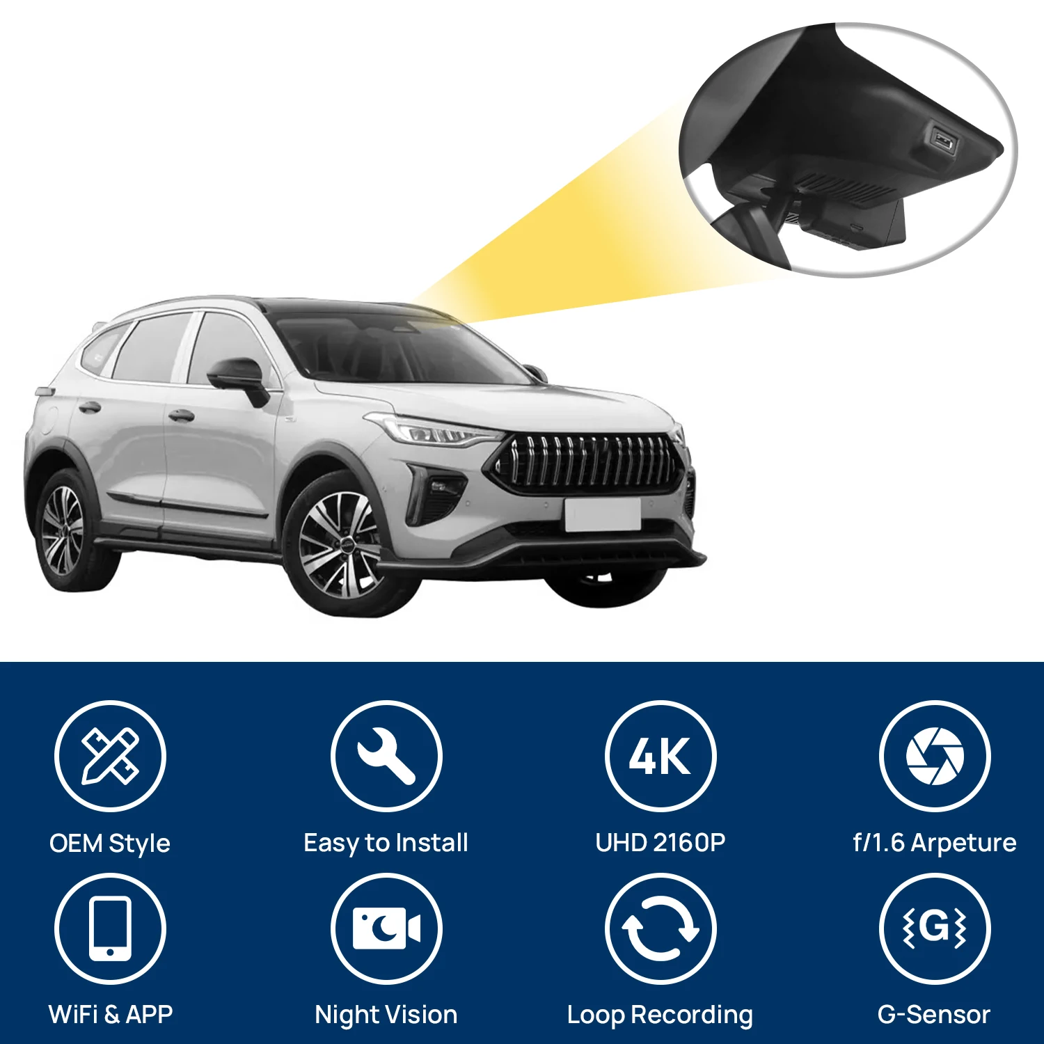 

Customized OEM plug and play For Haval JOULION Joulion Indoor rearview mirror rain sensor cover Model Year 2021 2023